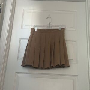 Classic Tan Pleated Skirt
